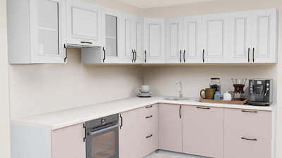 Кухня угловая Белый софт 3005 Прямоугольник